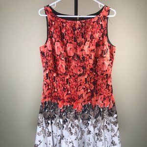 Gabby Skye Orange & Cream Floral Dress